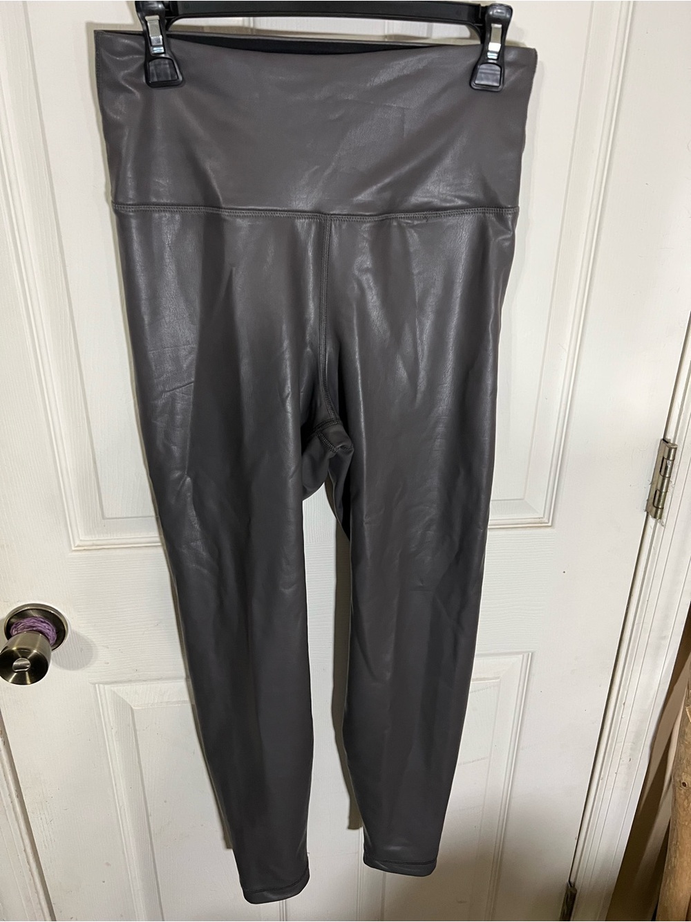 Yogalicious Black Faux Leather Ankle Tights
